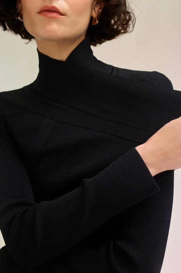 Women Scanlan Theodore Jackets CREPE KNIT DRAPE FRONT JACKET Black Women Scanlan Theodore Jackets CREPE KNIT DRAPE FRONT JACKET Black