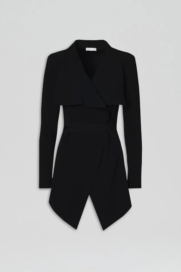 Women Scanlan Theodore Jackets CREPE KNIT DRAPE FRONT JACKET Black Women Scanlan Theodore Jackets CREPE KNIT DRAPE FRONT JACKET Black