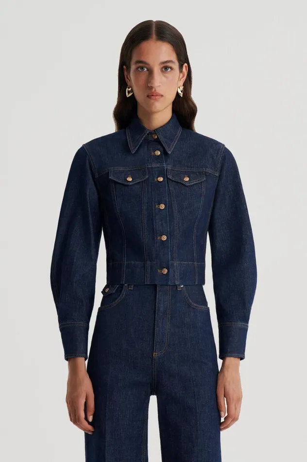 Women Scanlan Theodore Jackets DENIM JACKET Indigob Women Scanlan Theodore Jackets DENIM JACKET Indigob