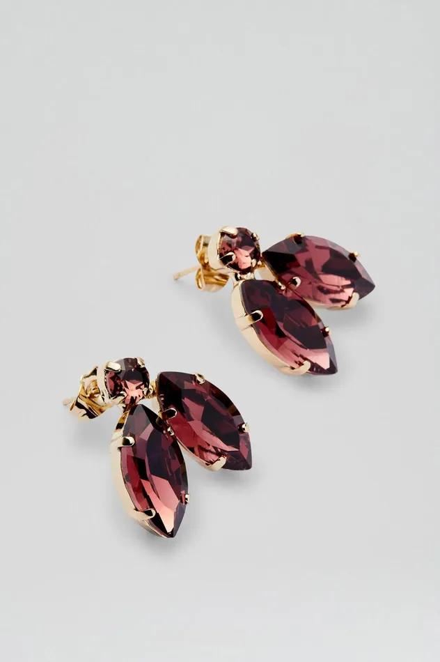 Women Scanlan Theodore Jewelry CRYSTAL LEAF EARRINGS Mulberry Women Scanlan Theodore Jewelry CRYSTAL LEAF EARRINGS Mulberry