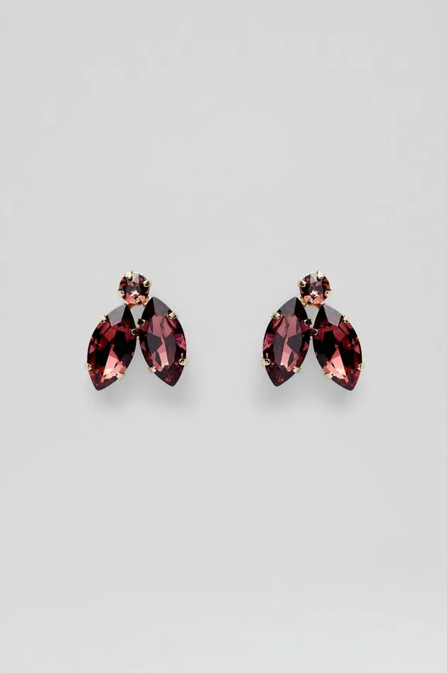 Women Scanlan Theodore Jewelry CRYSTAL LEAF EARRINGS Mulberry Women Scanlan Theodore Jewelry CRYSTAL LEAF EARRINGS Mulberry