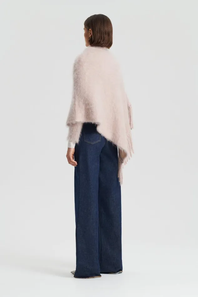 Women Scanlan Theodore Knitwear BRUSHED FRINGED CAPE Mink Women Scanlan Theodore Knitwear BRUSHED FRINGED CAPE Mink