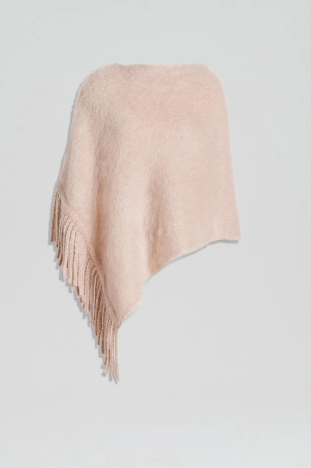 Women Scanlan Theodore Knitwear BRUSHED FRINGED CAPE Mink Women Scanlan Theodore Knitwear BRUSHED FRINGED CAPE Mink