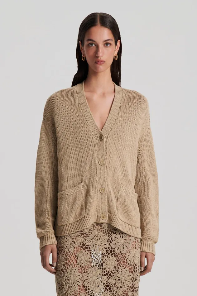 Women Scanlan Theodore Knitwear SILK COTTON V Pebble Women Scanlan Theodore Knitwear SILK COTTON V Pebble
