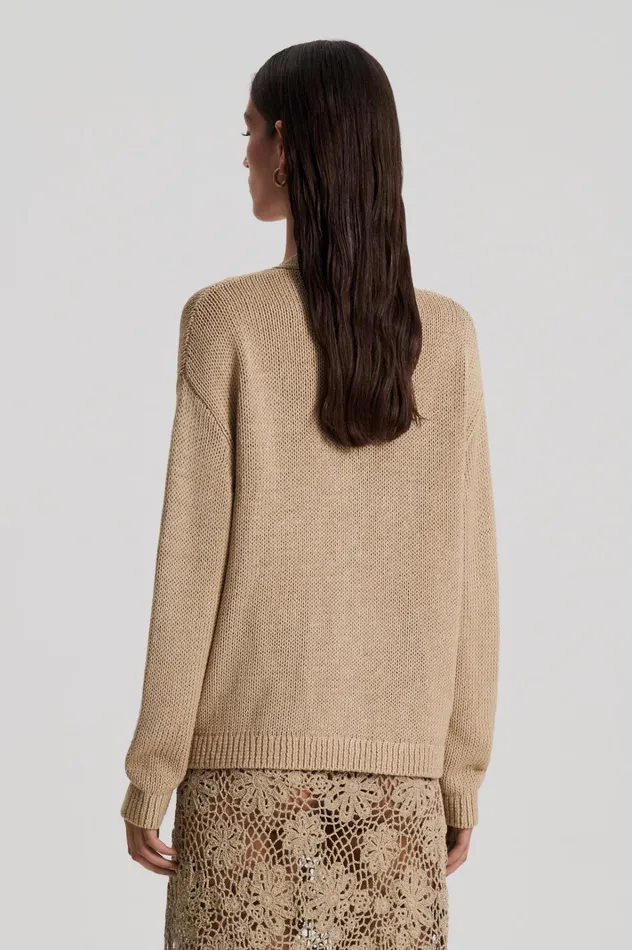 Women Scanlan Theodore Knitwear SILK COTTON V Pebble Women Scanlan Theodore Knitwear SILK COTTON V Pebble