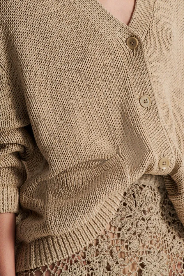 Women Scanlan Theodore Knitwear SILK COTTON V Pebble Women Scanlan Theodore Knitwear SILK COTTON V Pebble