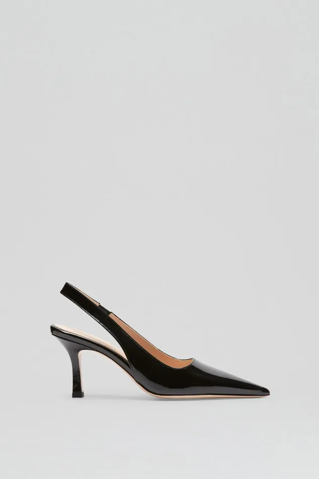 Women Scanlan Theodore Leather POLISHED SLINGBACK 75 Black