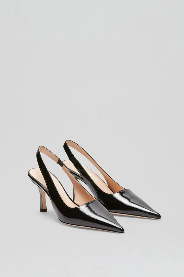Women Scanlan Theodore Leather POLISHED SLINGBACK 75 Black
