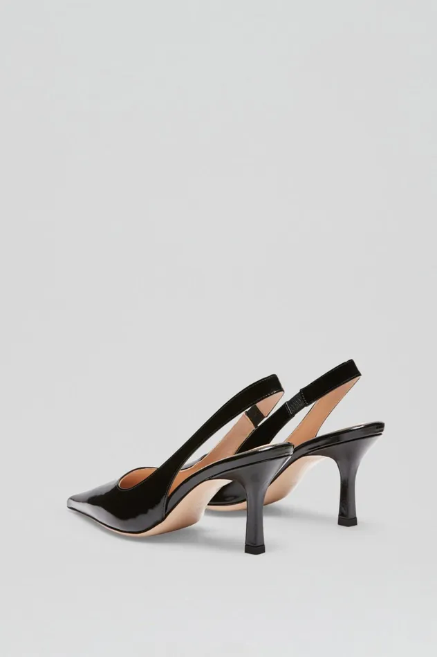 Women Scanlan Theodore Leather POLISHED SLINGBACK 75 Black