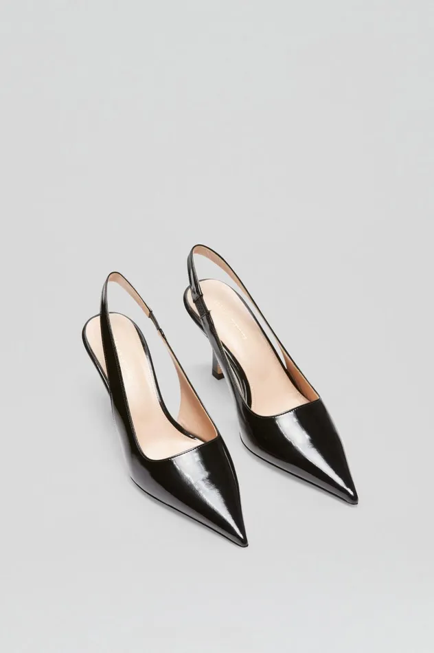 Women Scanlan Theodore Leather POLISHED SLINGBACK 75 Black