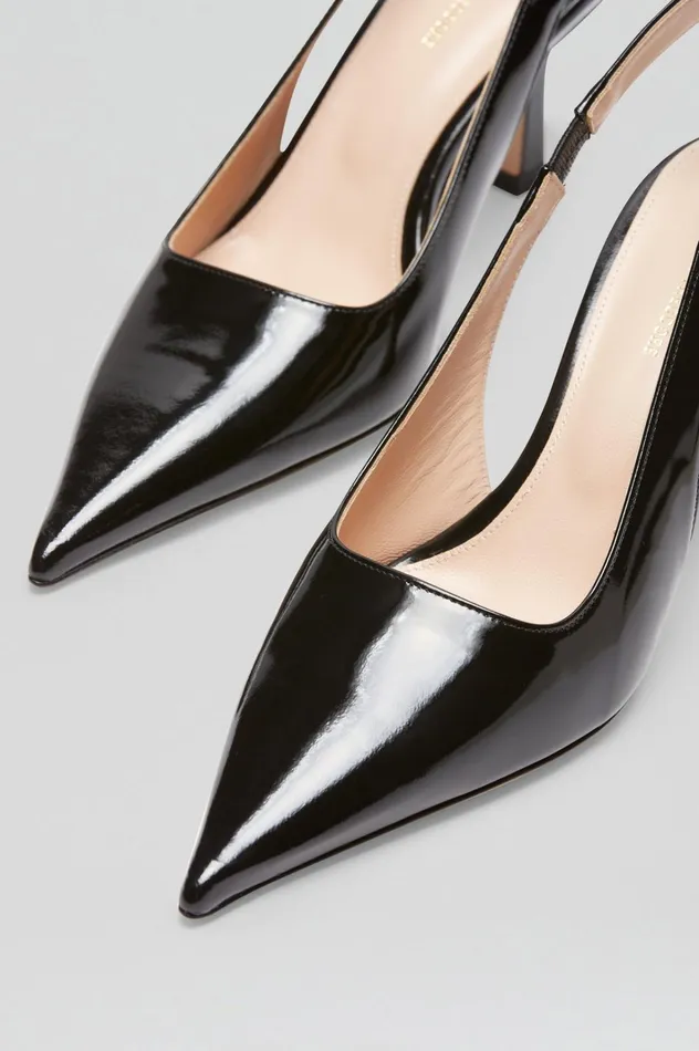 Women Scanlan Theodore Leather POLISHED SLINGBACK 75 Black