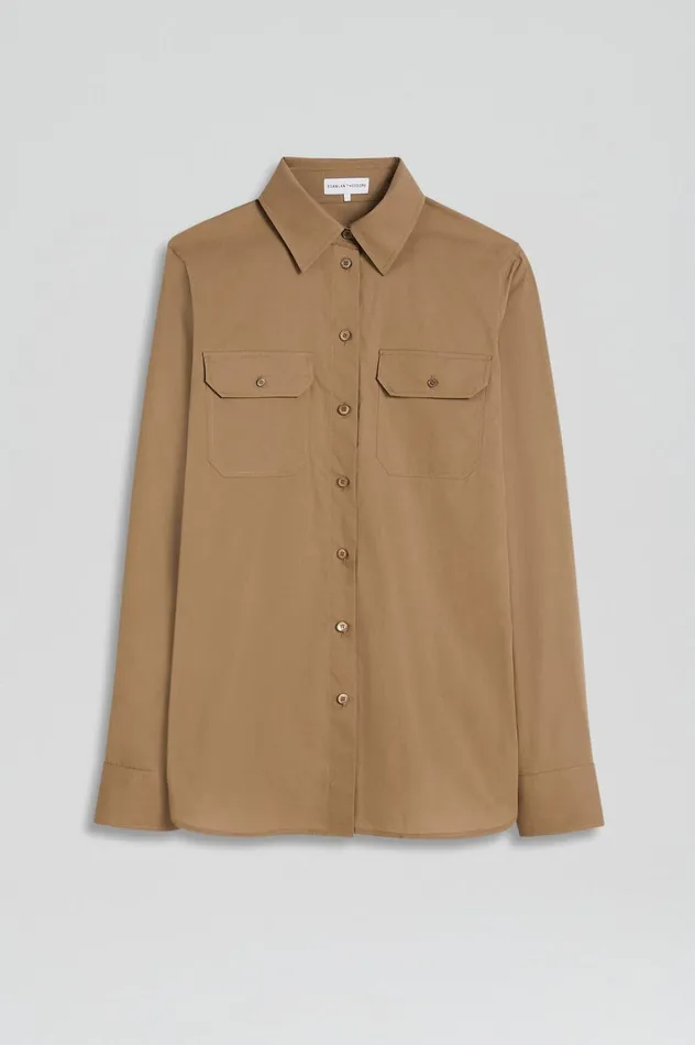 Women Scanlan Theodore Shirts PARACHUTE COTTON POCKET SHIRT Darkcamel Women Scanlan Theodore Shirts PARACHUTE COTTON POCKET SHIRT Darkcamel