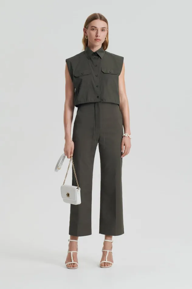 Women Scanlan Theodore Shirts PARACHUTE CROP SHIRT Jungle