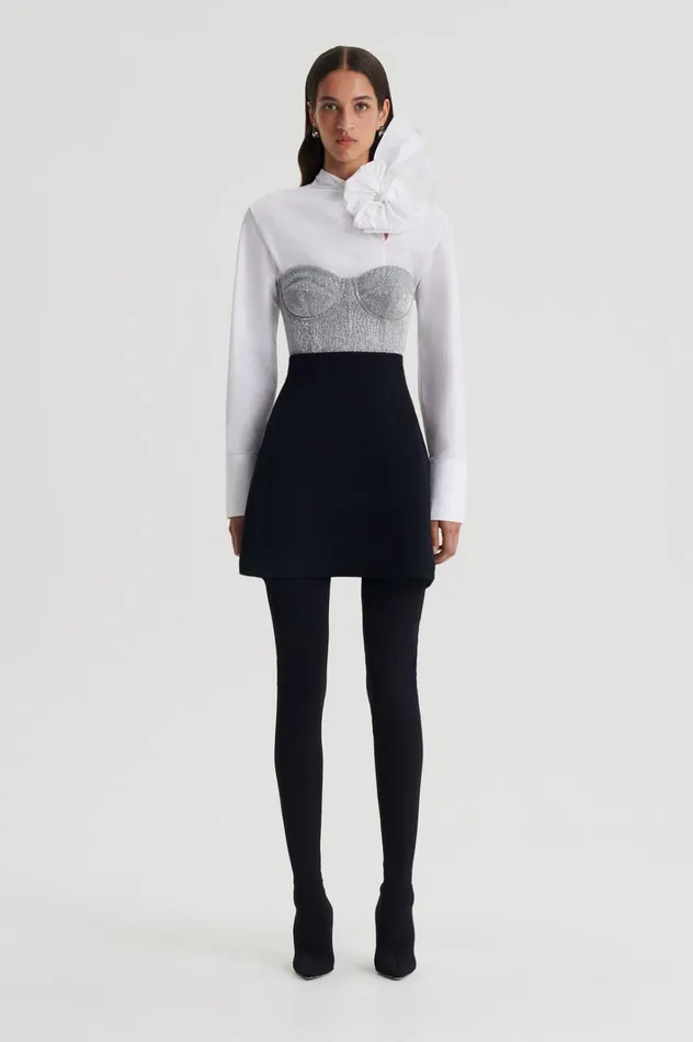 Women Scanlan Theodore Skirts CREPE KNIT PEPLUM SKIRT Black