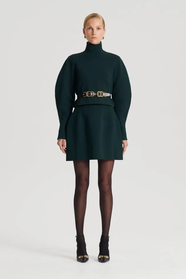 Women Scanlan Theodore Skirts CREPE KNIT PEPLUM SKIRT Darkgreen