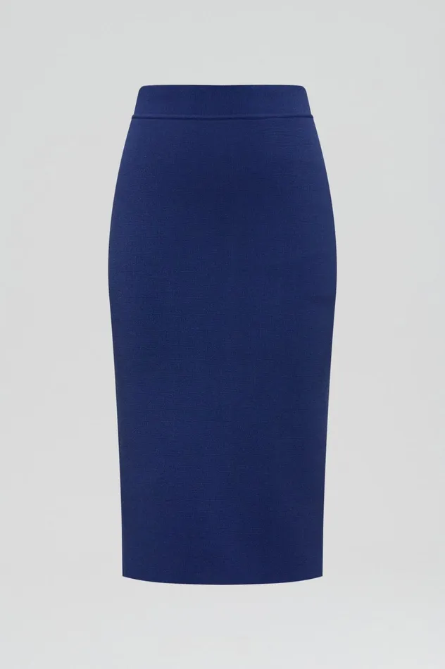 Women Scanlan Theodore Skirts CREPE KNIT SLIT BACK SKIRT Royal
