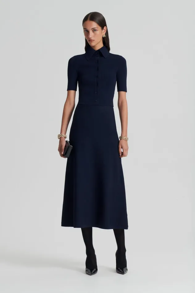 Women Scanlan Theodore Skirts CREPE KNIT SOFT SKIRT Navy