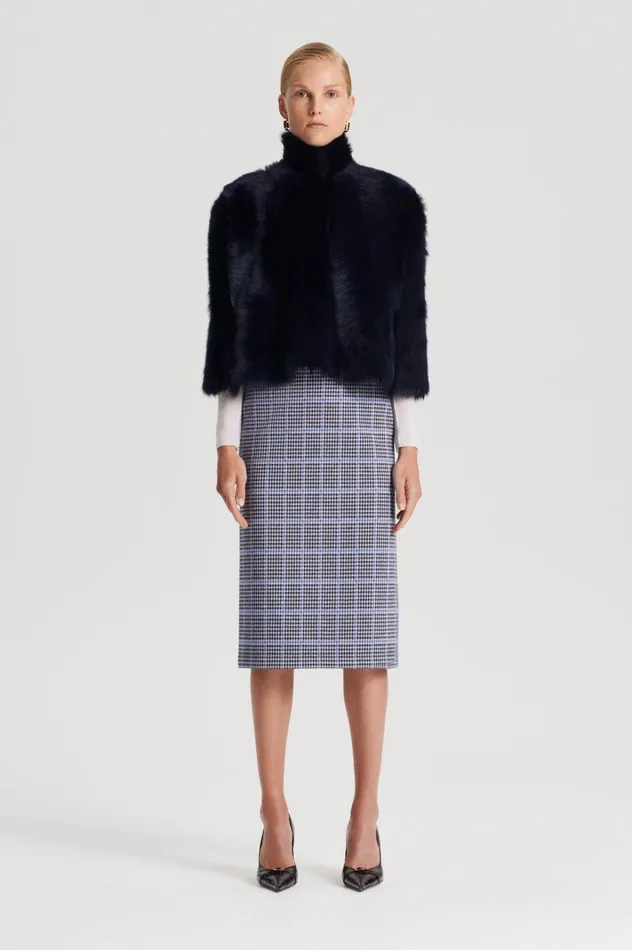 Women Scanlan Theodore Skirts PLAID SCUBA SKIRT Cobalt