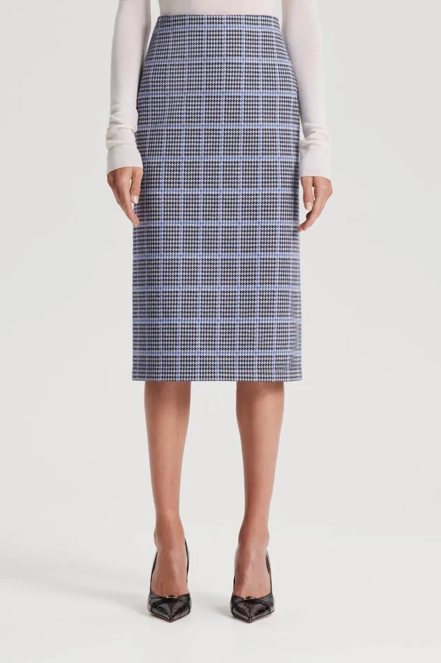 Women Scanlan Theodore Skirts PLAID SCUBA SKIRT Cobalt Women Scanlan Theodore Skirts PLAID SCUBA SKIRT Cobalt