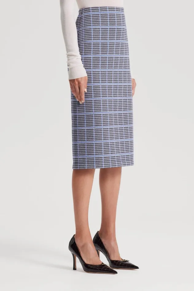 Women Scanlan Theodore Skirts PLAID SCUBA SKIRT Cobalt Women Scanlan Theodore Skirts PLAID SCUBA SKIRT Cobalt