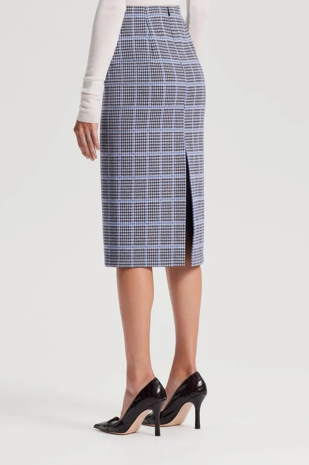 Women Scanlan Theodore Skirts PLAID SCUBA SKIRT Cobalt Women Scanlan Theodore Skirts PLAID SCUBA SKIRT Cobalt