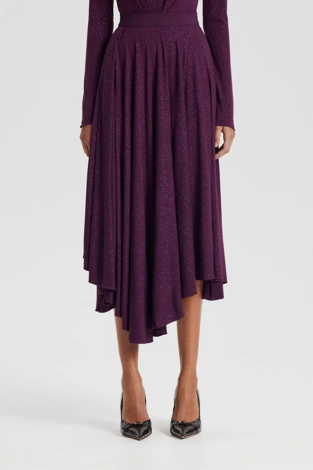 Women Scanlan Theodore Skirts TINSEL DRAPE SKIRT Aubergine Women Scanlan Theodore Skirts TINSEL DRAPE SKIRT Aubergine