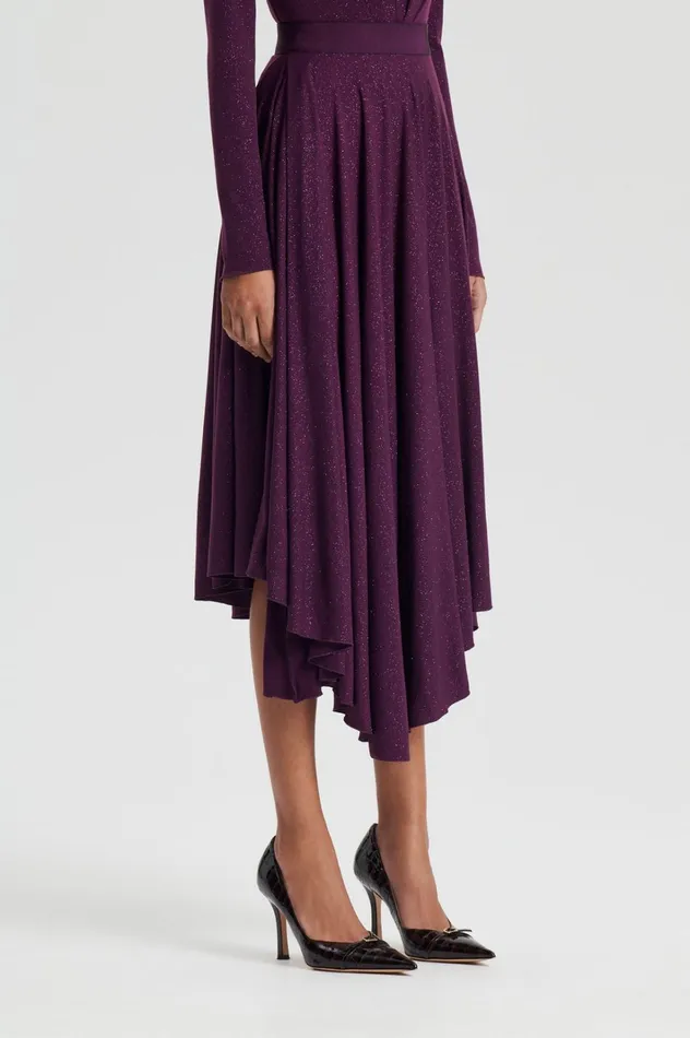 Women Scanlan Theodore Skirts TINSEL DRAPE SKIRT Aubergine Women Scanlan Theodore Skirts TINSEL DRAPE SKIRT Aubergine