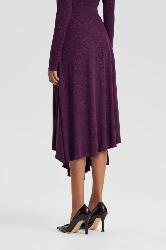 Women Scanlan Theodore Skirts TINSEL DRAPE SKIRT Aubergine Women Scanlan Theodore Skirts TINSEL DRAPE SKIRT Aubergine