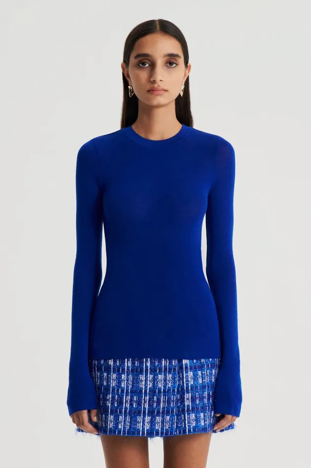 Women Scanlan Theodore Sweaters BABYWOOL CREW SWEATER Cobalt Women Scanlan Theodore Sweaters BABYWOOL CREW SWEATER Cobalt