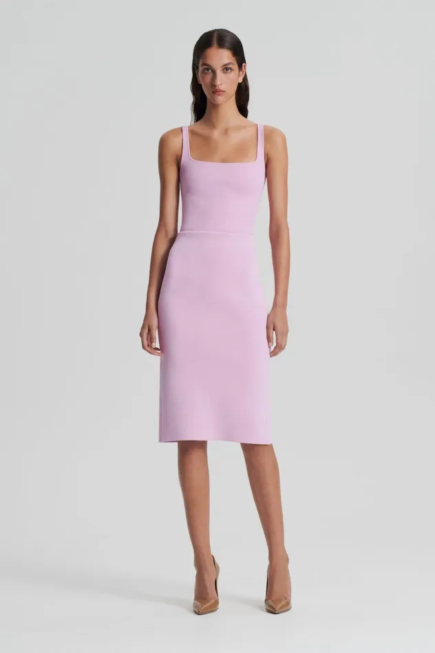 Women Scanlan Theodore Tops CREPE KNIT SQUARE CAMISOLE Mauve