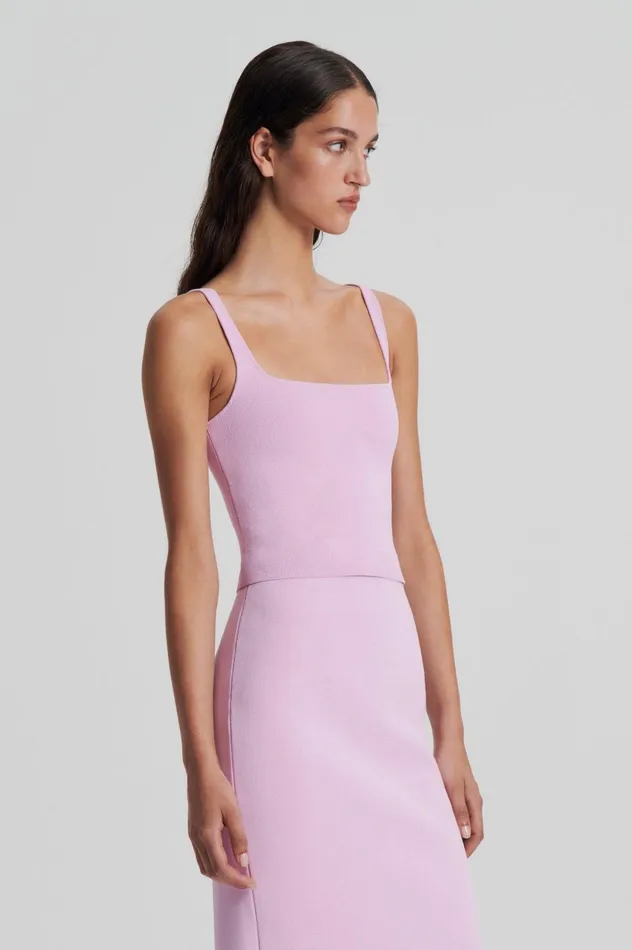 Women Scanlan Theodore Tops CREPE KNIT SQUARE CAMISOLE Mauve Women Scanlan Theodore Tops CREPE KNIT SQUARE CAMISOLE Mauve