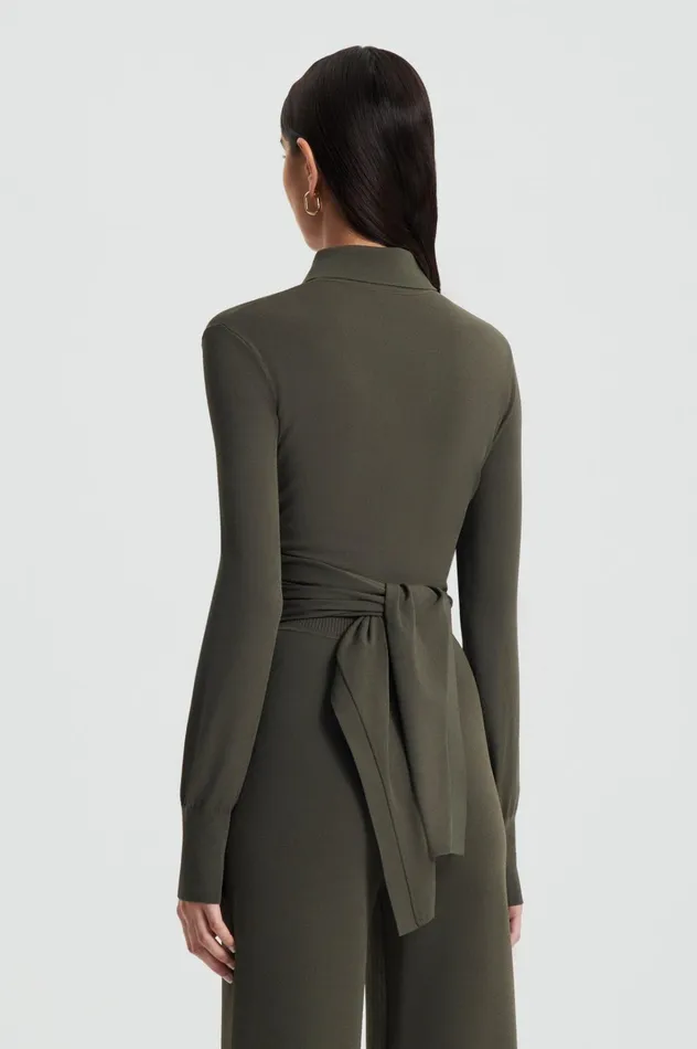 Women Scanlan Theodore Tops MICRO CREPE WRAP SHIRT Safari Women Scanlan Theodore Tops MICRO CREPE WRAP SHIRT Safari