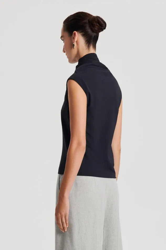 Women Scanlan Theodore Tops SILK CRAVAT TANK Navy Women Scanlan Theodore Tops SILK CRAVAT TANK Navy