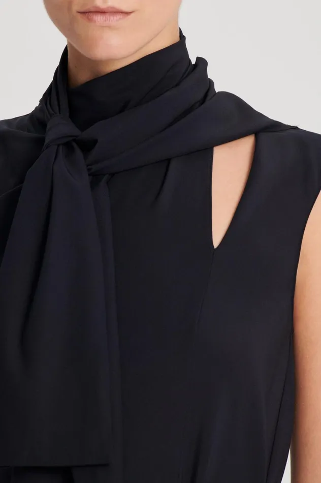 Women Scanlan Theodore Tops SILK CRAVAT TANK Navy Women Scanlan Theodore Tops SILK CRAVAT TANK Navy