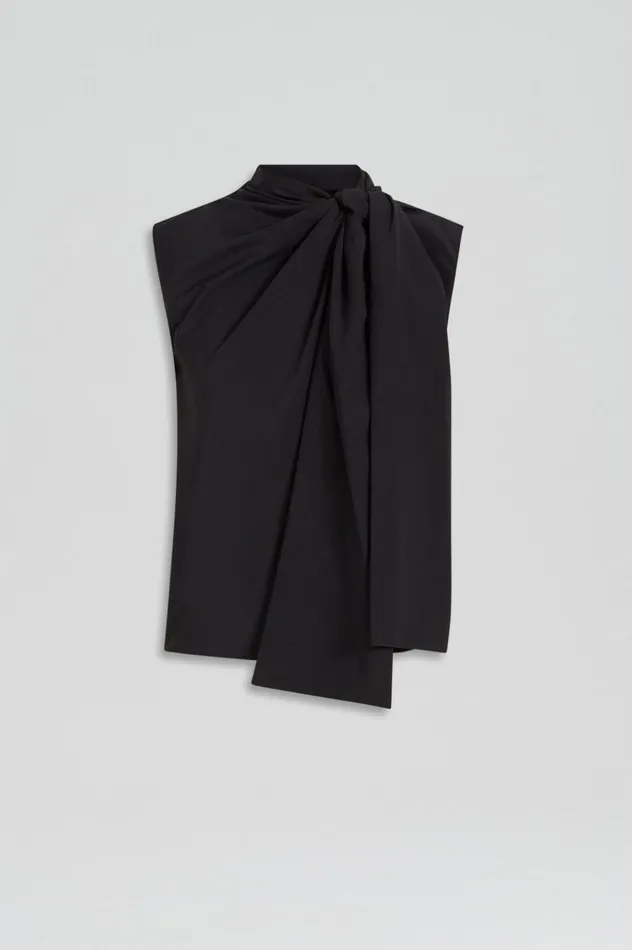 Women Scanlan Theodore Tops SILK CRAVAT TANK Navy Women Scanlan Theodore Tops SILK CRAVAT TANK Navy