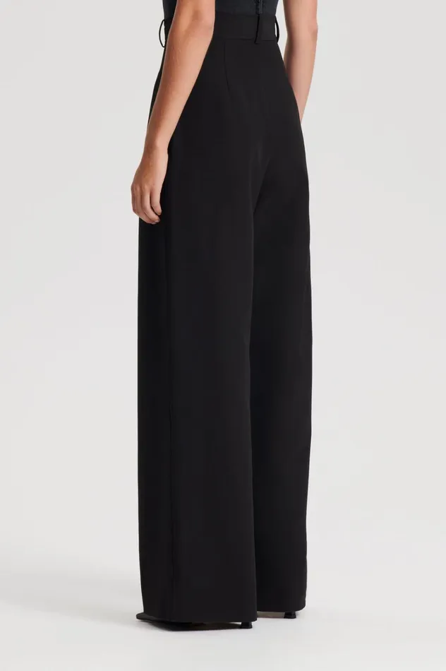 Women Scanlan Theodore Trousers PLEAT DRAPE LEG TROUSER Black Women Scanlan Theodore Trousers PLEAT DRAPE LEG TROUSER Black