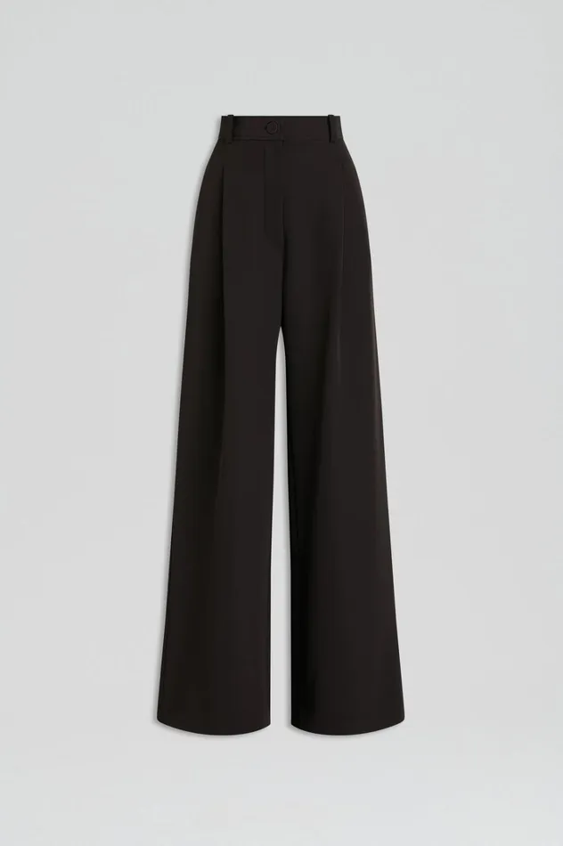 Women Scanlan Theodore Trousers PLEAT DRAPE LEG TROUSER Black Women Scanlan Theodore Trousers PLEAT DRAPE LEG TROUSER Black