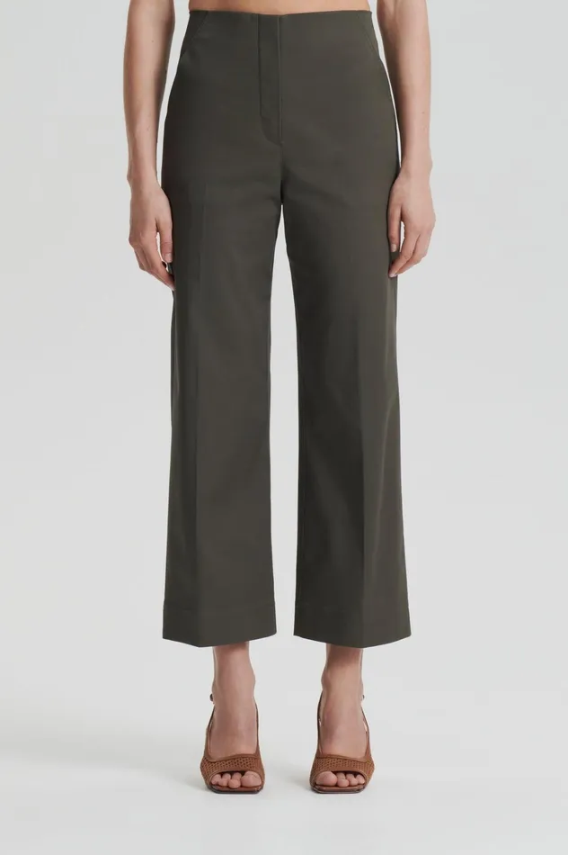Women Scanlan Theodore Trousers SATEEN CROPPED WIDE LEG TROUSER Khaki Women Scanlan Theodore Trousers SATEEN CROPPED WIDE LEG TROUSER Khaki