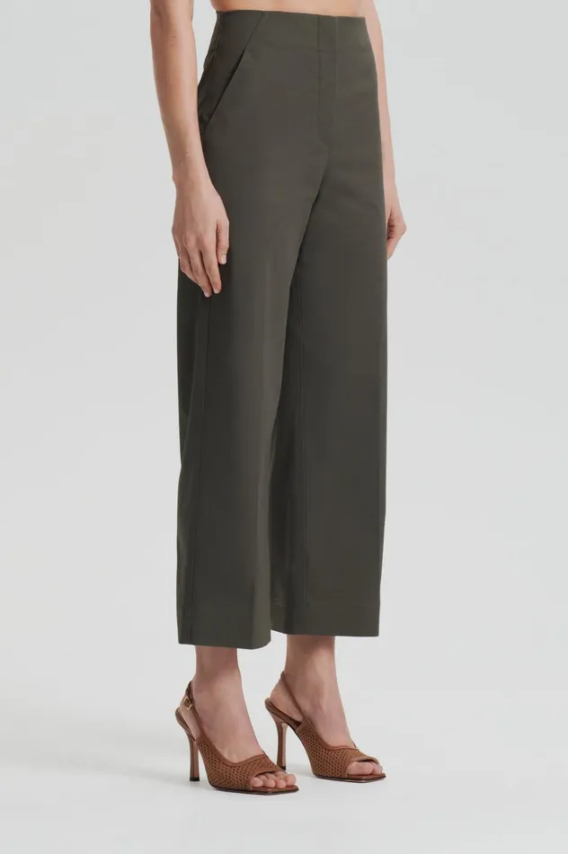 Women Scanlan Theodore Trousers SATEEN CROPPED WIDE LEG TROUSER Khaki Women Scanlan Theodore Trousers SATEEN CROPPED WIDE LEG TROUSER Khaki