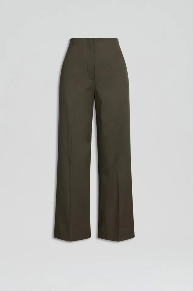 Women Scanlan Theodore Trousers SATEEN CROPPED WIDE LEG TROUSER Khaki Women Scanlan Theodore Trousers SATEEN CROPPED WIDE LEG TROUSER Khaki