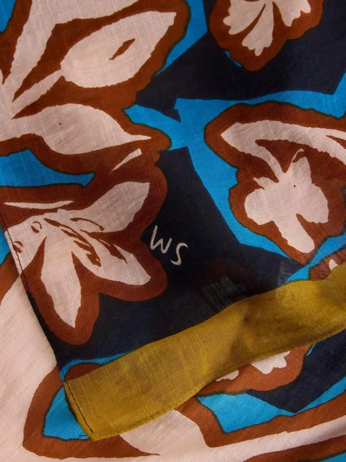 Women SCARVES White Stuff Abstract Leaf Print Scarf Blue Multi