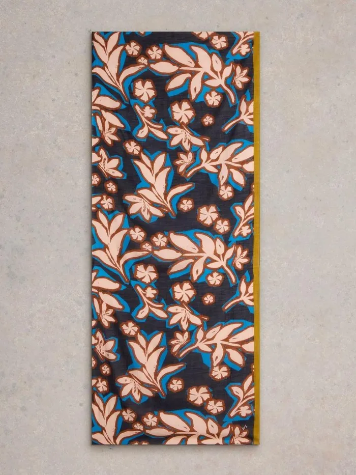 Women SCARVES White Stuff Abstract Leaf Print Scarf Blue Multi Women SCARVES White Stuff Abstract Leaf Print Scarf Blue Multi