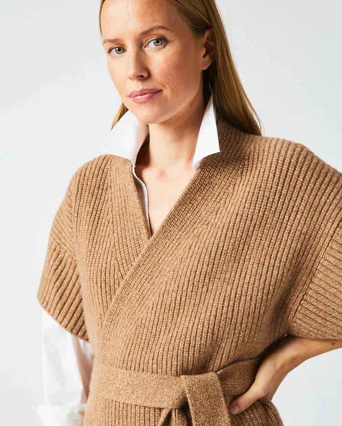 Women Shell Wrap Cardigan Camel Billy Reid Sweaters and Knits