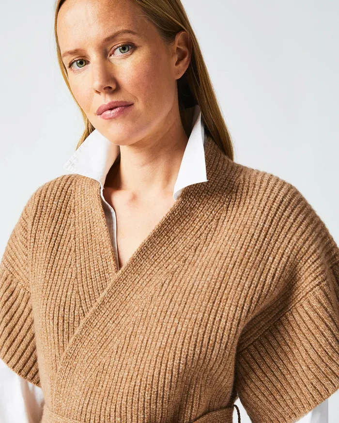Women Shell Wrap Cardigan Camel Billy Reid Sweaters and Knits