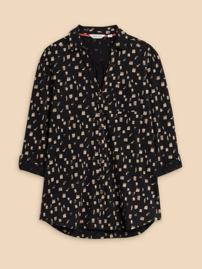 Women SHIRTS and BLOUSES White Stuff ANNIE LONGLINE LONG SLEEVE SHIRT Black Print Women SHIRTS and BLOUSES White Stuff ANNIE LONGLINE LONG SLEEVE SHIRT Black Print