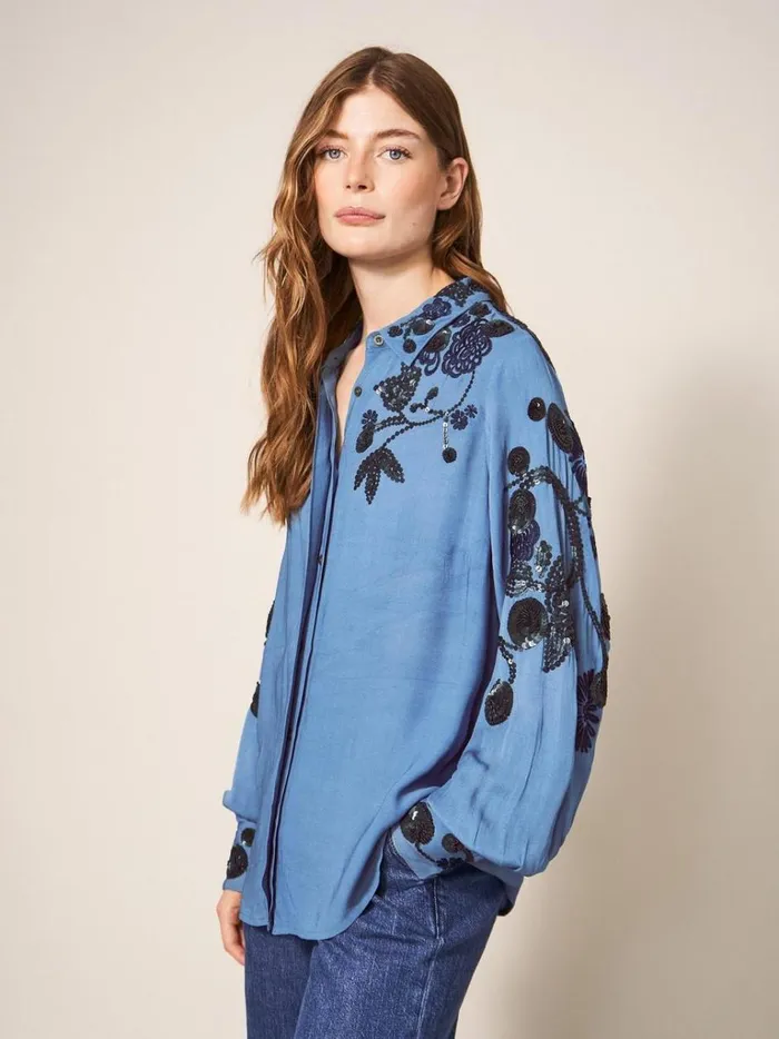 Women SHIRTS and BLOUSES White Stuff Arden Sequin Shirt Blue Multi Women SHIRTS and BLOUSES White Stuff Arden Sequin Shirt Blue Multi