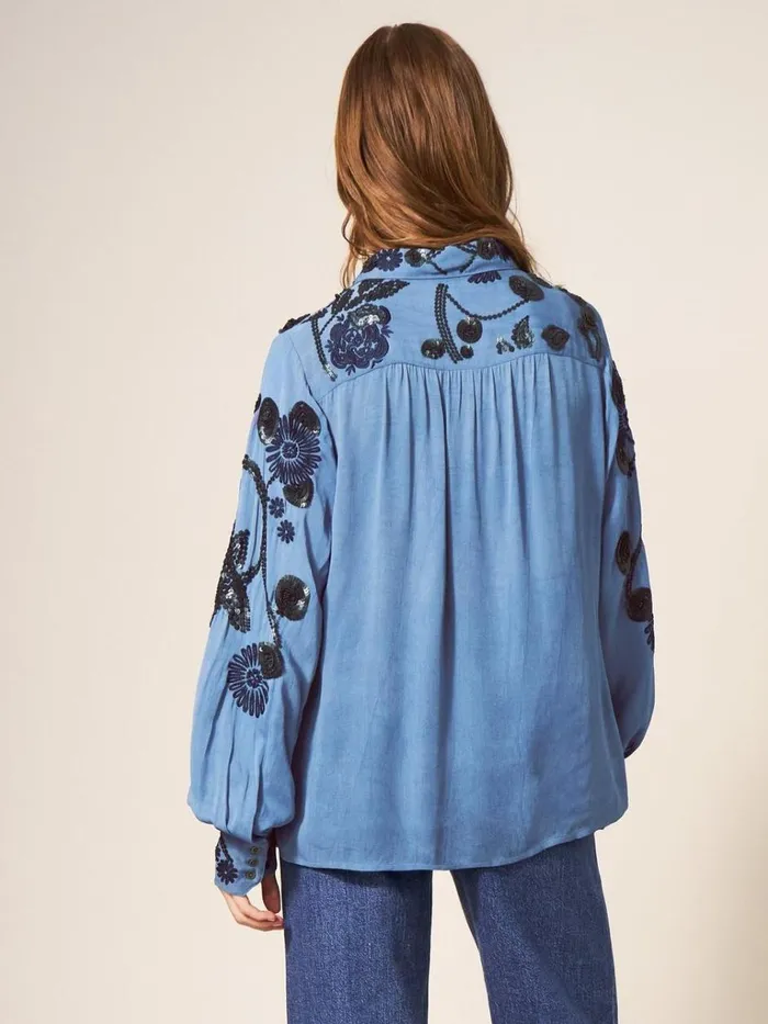 Women SHIRTS and BLOUSES White Stuff Arden Sequin Shirt Blue Multi Women SHIRTS and BLOUSES White Stuff Arden Sequin Shirt Blue Multi