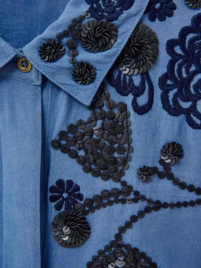 Women SHIRTS and BLOUSES White Stuff Arden Sequin Shirt Blue Multi Women SHIRTS and BLOUSES White Stuff Arden Sequin Shirt Blue Multi