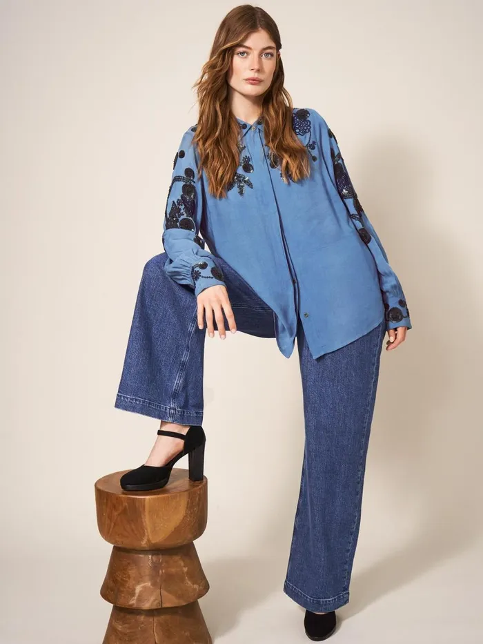 Women SHIRTS and BLOUSES White Stuff Arden Sequin Shirt Blue Multi Women SHIRTS and BLOUSES White Stuff Arden Sequin Shirt Blue Multi