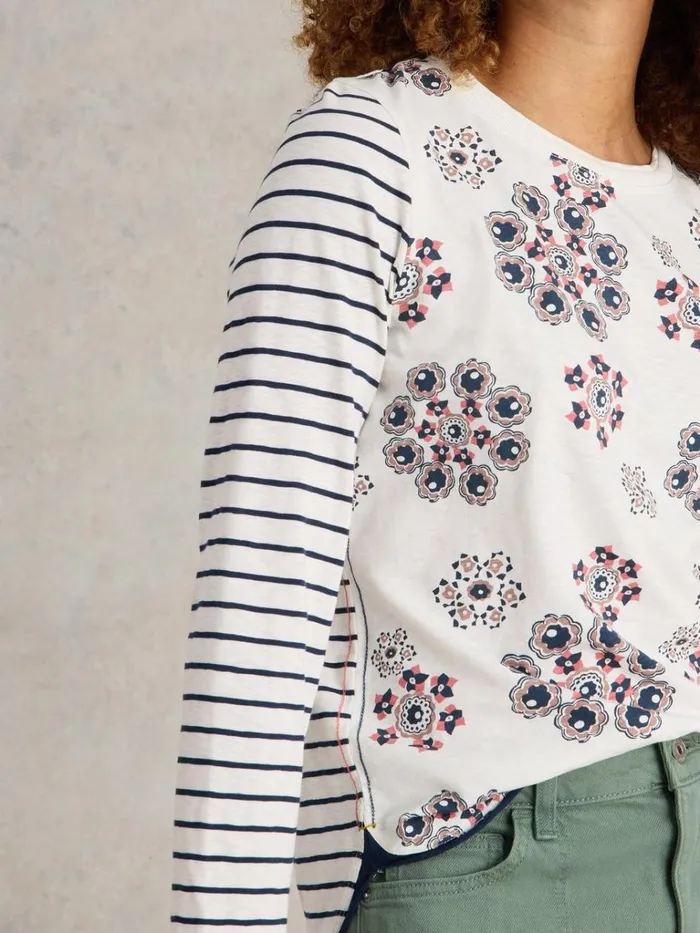 Women SHIRTS and BLOUSES White Stuff CLARA LONG SLEEVE TEE Natural Print Women SHIRTS and BLOUSES White Stuff CLARA LONG SLEEVE TEE Natural Print